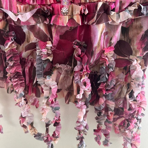 VINTAGE NWT Albert Makali Floral Pink Ruffle Women's Corset Top Originally $265 - Picture 5 of 14